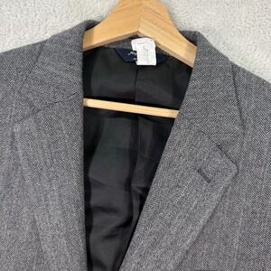 Joseph & Feiss Blazer Jacket Mens 42R Gray Herringbone Lambswool Single Breasted